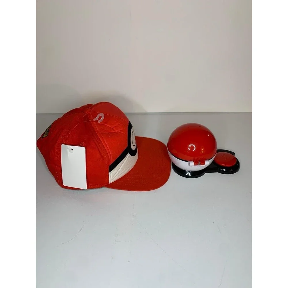 Pokemon Poke Ball Hat & Trainer Guess Game Electronic Toy Bundle Red Snapback...